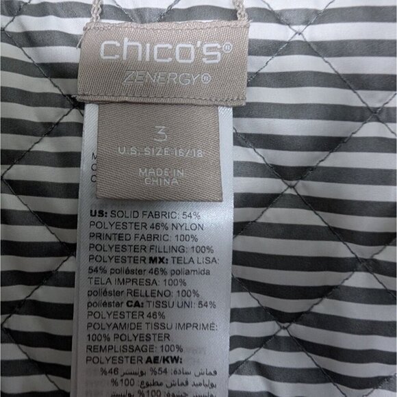 Chicos Zenergy 3 Reversible Quilted Puffer Vest Womens Size Large White Stripe - Picture 8 of 14